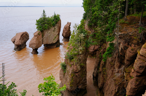 Flower Pot sea stacks with incoming tide at Hopewell Rocks Bay of Fundy New Brunswick