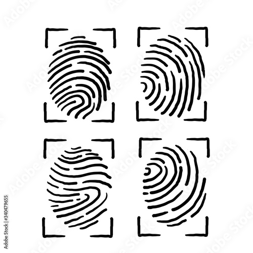 hand drawn doodle fingerprint illustration vector with doodle style