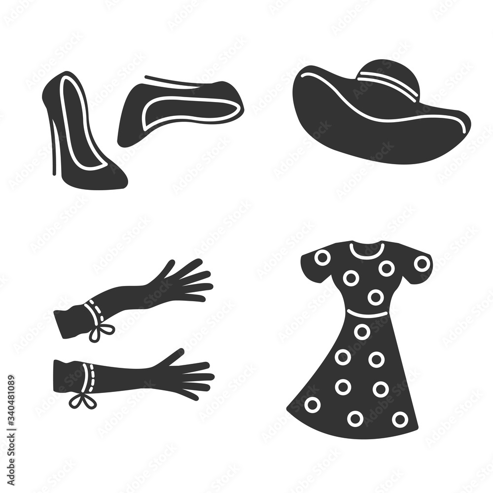 Woman accessories icons set 