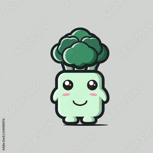 Cute Broccoli Vector Illustration. Good for Sticker, Doodle, Small Ornament, etc.