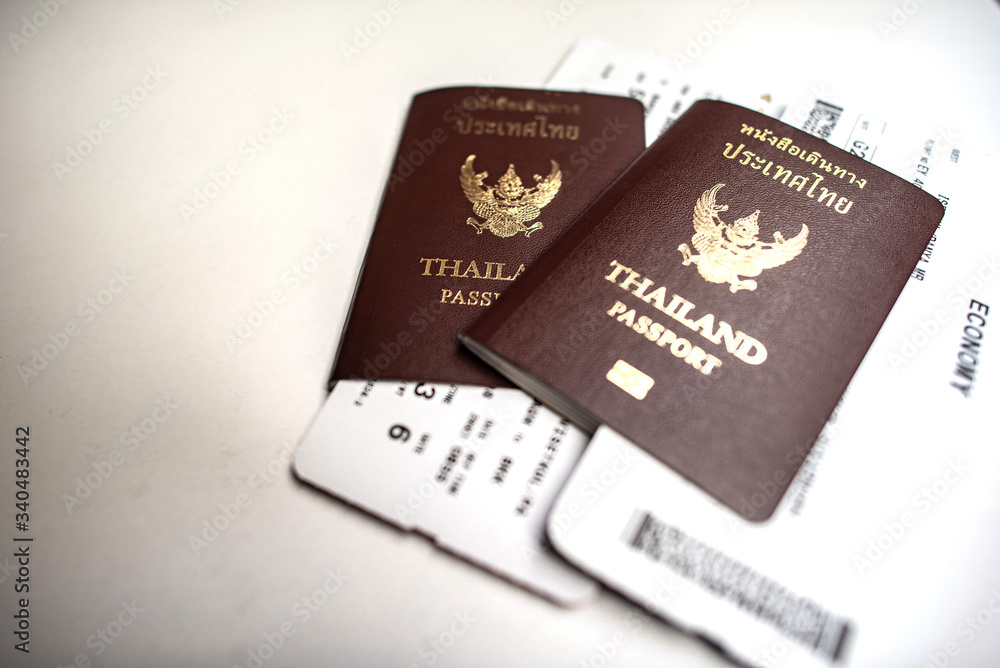 Thai passport with Plane ticket background. Thai passport with Plane ticket background.