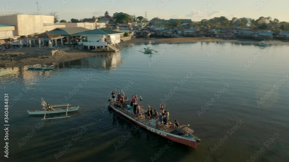 Epic Drone Shot of Fishing Boats in a Seaside Village Epic Drone Shot of Fishing Boats in a Seaside Village