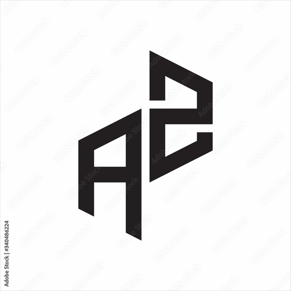 AZ Initial Letters logo monogram with up to down style AZ Initial Letters logo monogram with up to down style