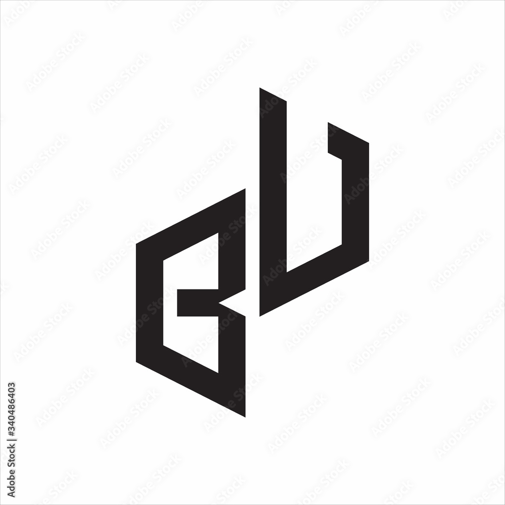 Fototapeta premium BU Initial Letters logo monogram with up to down style