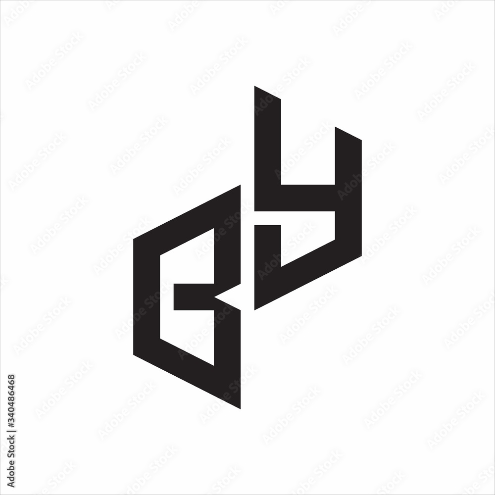 BY Initial Letters logo monogram with up to down style BY Initial Letters logo monogram with up to down style