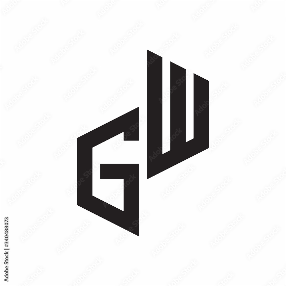 GW Initial Letters logo monogram with up to down style GW Initial Letters logo monogram with up to down style