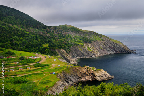 Canvas Print Meat Cove campgrounds at the north tip of Cape Breton Island Nova Scotia