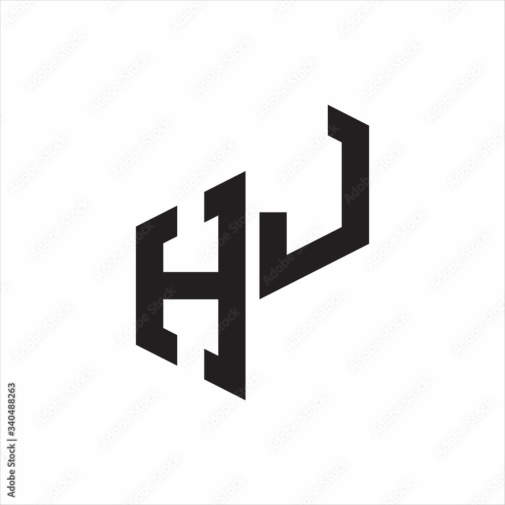 HJ Initial Letters logo monogram with up to down style HJ Initial Letters logo monogram with up to down style