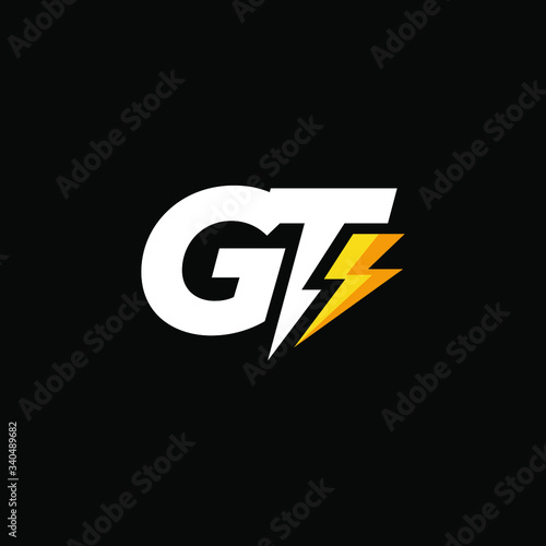Schilderij op canvas Initial Letter GT with Lightning