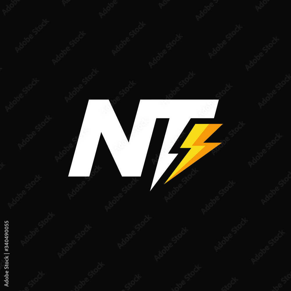 Initial Letter NT with Lightning Initial Letter NT with Lightning