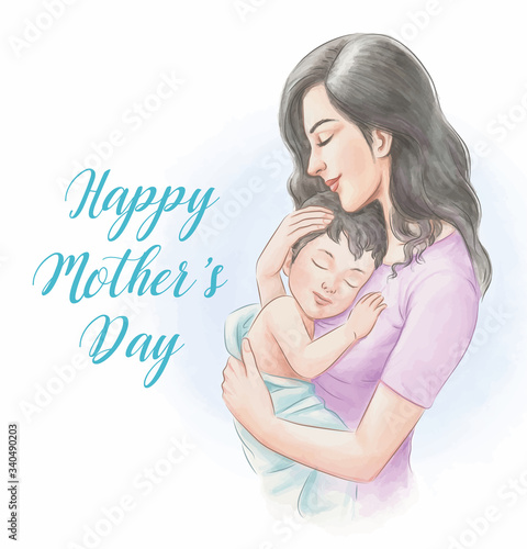 Mother's Day Watercolor Style Illustration
