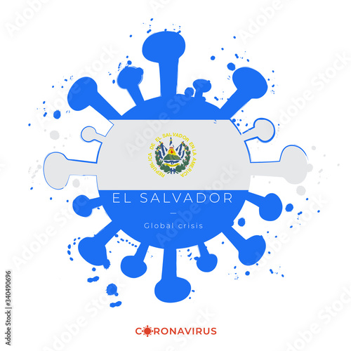 Coronavirus in grunge style with color splashes and national flag : Vector Illustration