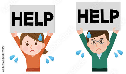 助けを求める　男女　イラスト