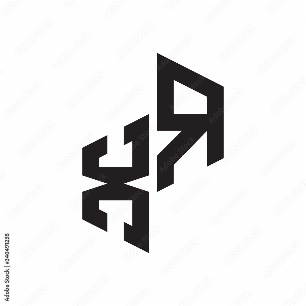 XR Initial Letters logo monogram with up to down style XR Initial Letters logo monogram with up to down style