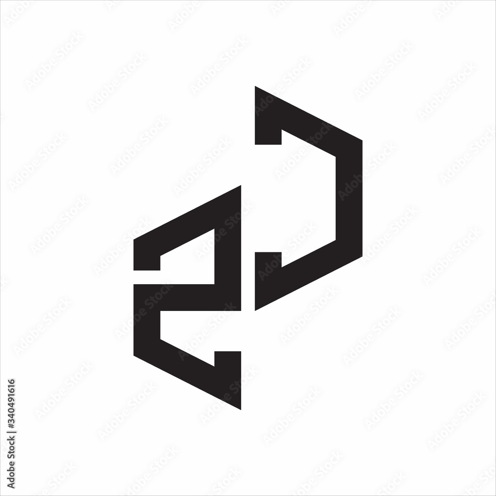 ZC Initial Letters logo monogram with up to down style