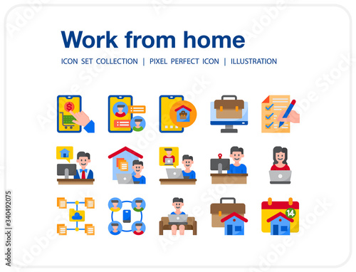 Work from home icons set  Set of icons for web and mobile