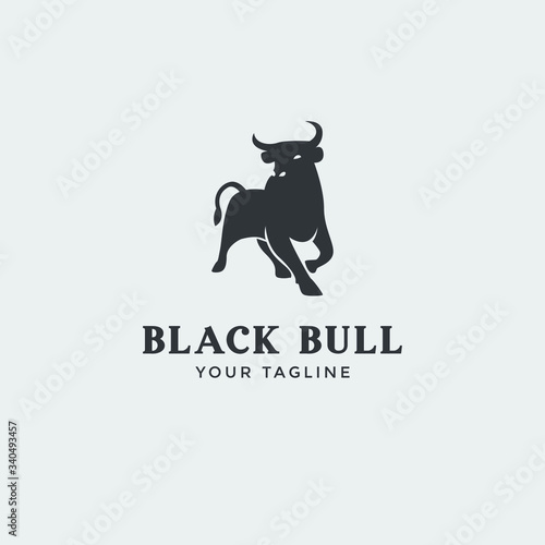 Abstract cow steak premium logo design. Creative bull horns line icon symbol. Luxury wings bird logotype.