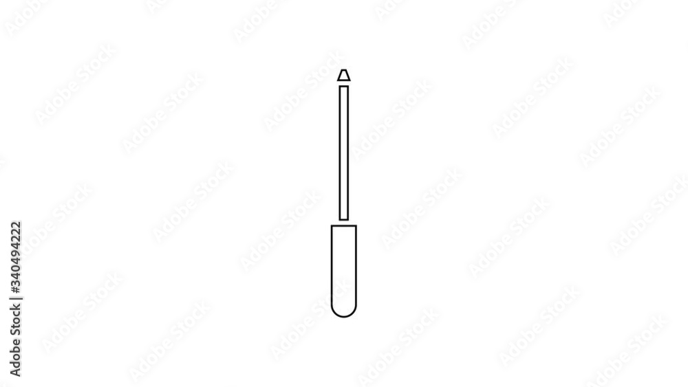 Black line Knife sharpener icon isolated on white background. 4K Video motion graphic animation Black line Knife sharpener icon isolated on white background. 4K Video motion graphic animation