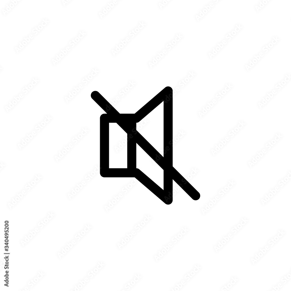 Speaker Mute Silent User Interface Outline Icon Logo Vector Illustration
