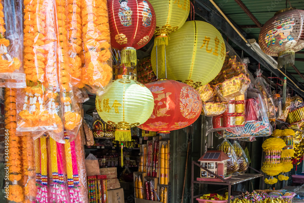 Chinese lanterns and garlands