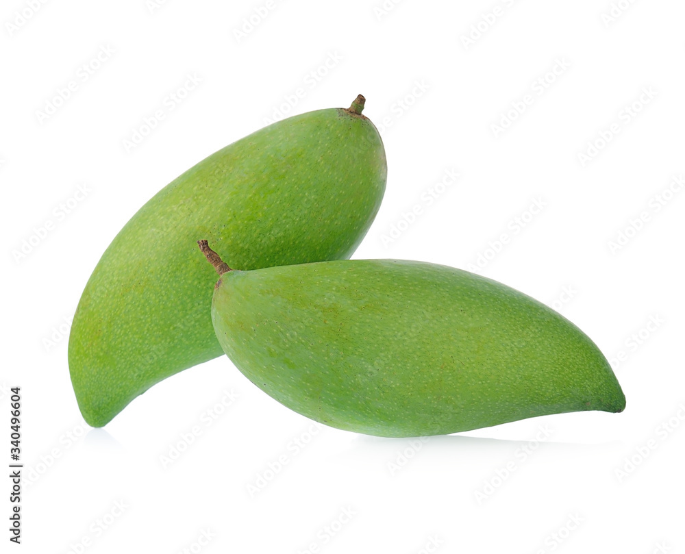 Green mango isolated on a white background Green mango isolated on a white background