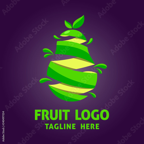 Abstract pear logo template. Flat vector design for organic shop, healthy food store and cafe.