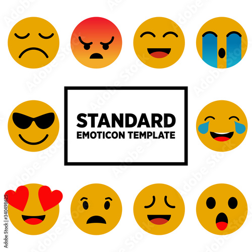 Emoticon design vector template for social media