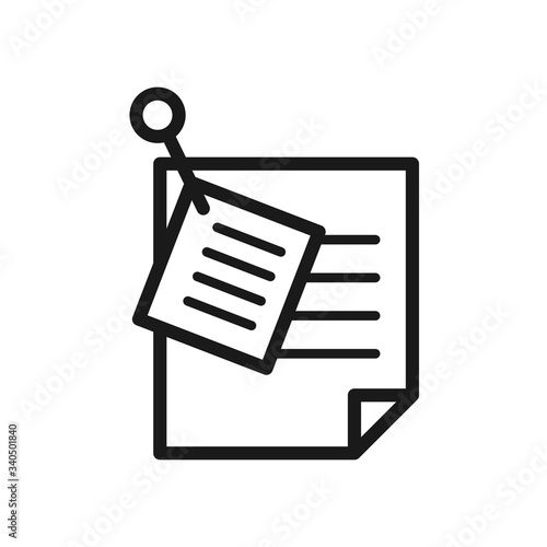 notice paper with push pin icon in trendy flat design