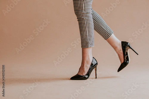 Fototapeta Black patent leather heels