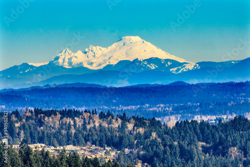 Residential Neighborhoods Snow Capped Mount Baker Mountains Issaquah Washington photo