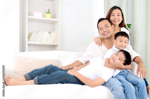 Asian family stay at home