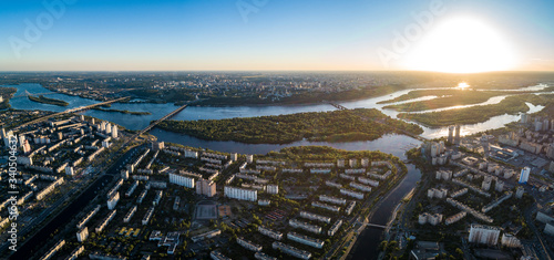 An aerial view of Kyiv (Kiev) city and Dnieper river