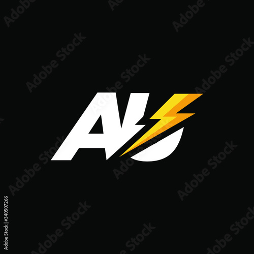 Free Download Initial Letter AU with Lightning - GFXLoad
