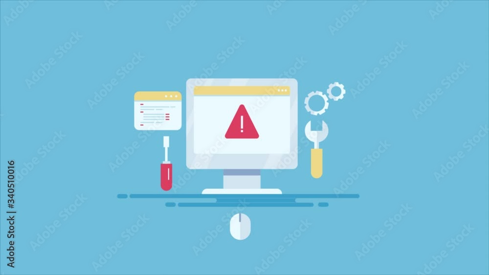 Website maintenance service, programming and coding, web development, technical support, software system management concept. 2d animation, video clip.