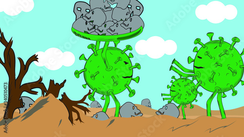 2019-nCoV covid-19 causes, symptoms and spreading. Coronavirus alert. Virus protection tips. Research and development of a preventive vaccine. Set of isolated vector illustration in cartoon style