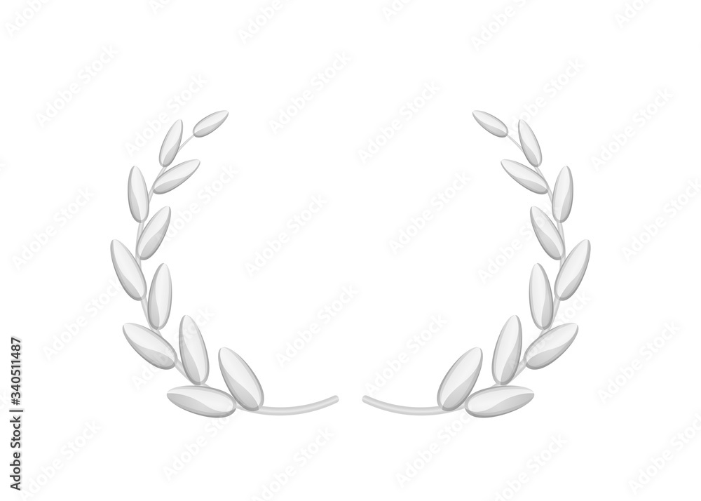 silver laurel wreath isolated on white background, circle frame silver laurel wreath symbol, laurel wreath element of graduation certificates card, royal luxury vip for ornament avatar vintage icon