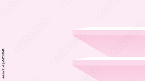 wood plank shelf on wall pink pastel soft color, modern shelf for display show on space wall room, cute and chic counter desk panel for decoration, empty table top panel pink, background copy space