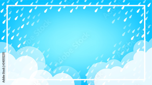 banner frame rain fall background for rainy season sale off, monsoon banner template frame for offer discount sale, cute rainy season template banner for summer sale