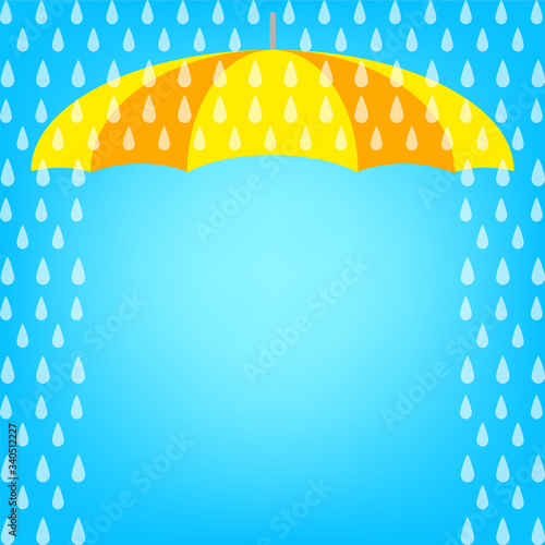 banner frame rain fall and umbrella background, banner rainy season for advertising sale off, monsoon banner template frame for offer discount ad, cute rainy season template for summer sale copy space