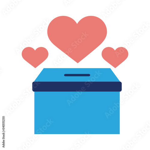 donations urn with hearts solidarity flat style