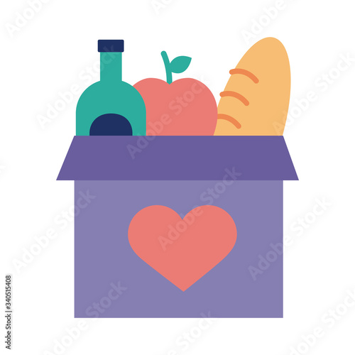 donations urn with groceries solidarity flat style