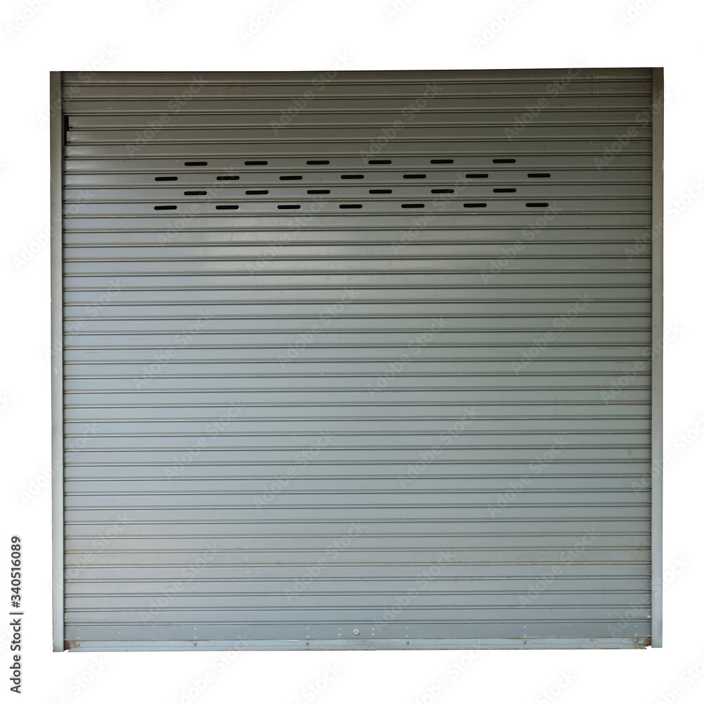 steel roller shutter door closed security isolated on white background steel roller shutter door closed security isolated on white background