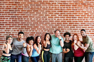 Happy people at the gym
