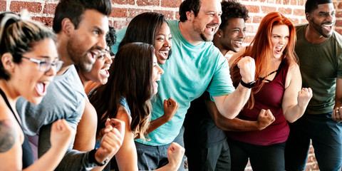 Happy people at the gym