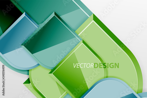Glossy glass squares with round elements geometric composition. Abstract geometric background with 3d effect composition For Wallpaper, Banner, Background, Card, Book Illustration, landing page