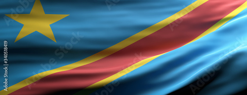 Republic of the Congo national flag waving texture background. 3d illustration