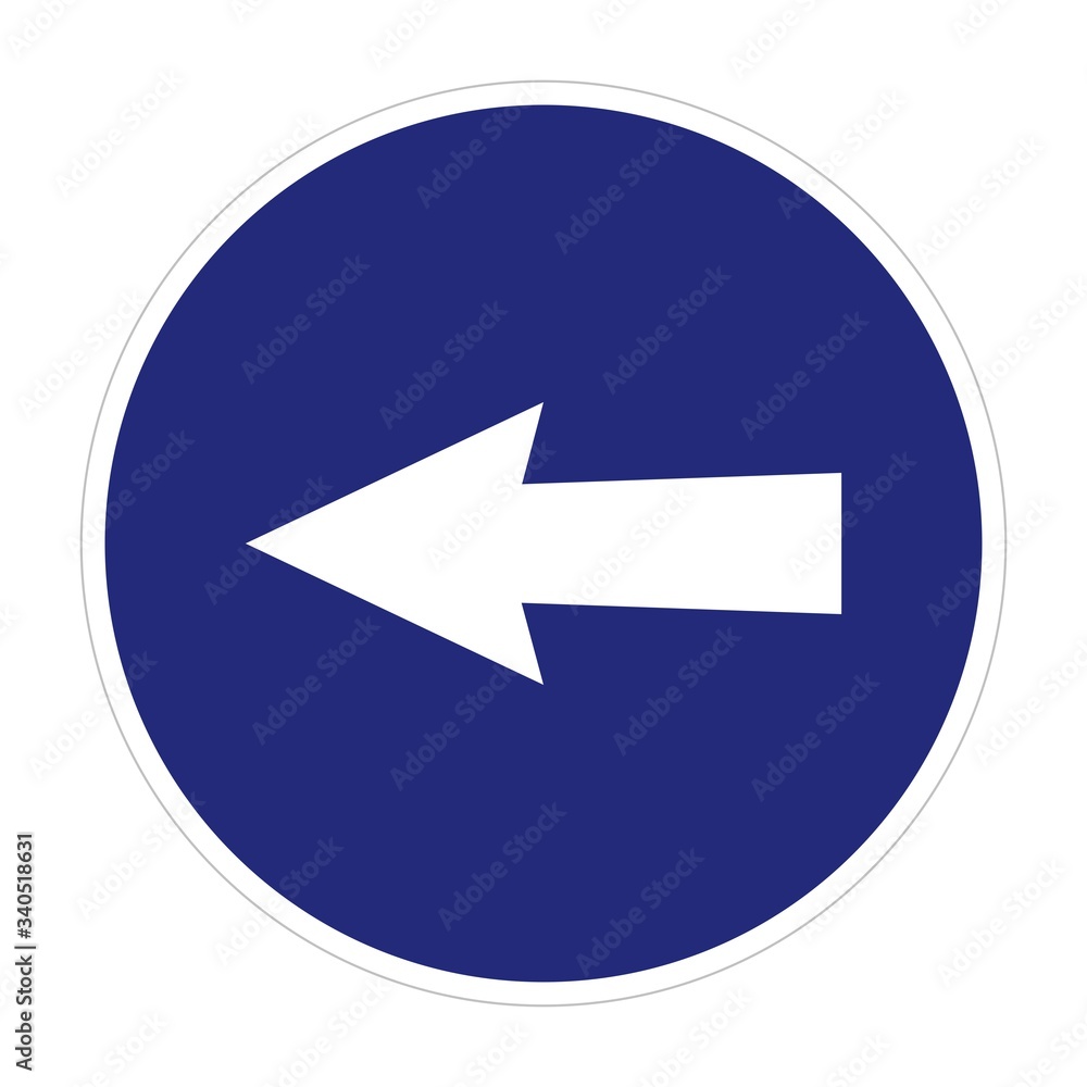traffic sign, compulsory diection sign on the left, vector icon traffic sign, compulsory diection sign on the left, vector icon