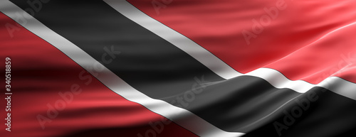 Trinidad and Tobago national flag waving texture background. 3d illustration