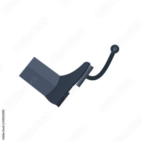 Car pedal. Press the pedal with your foot. Brake, vector illustration