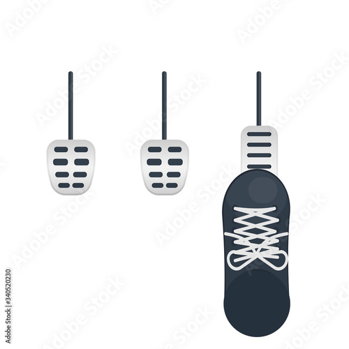 Car pedal. Drive a car. Brake